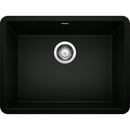 Blanco Precis Silgranit 24" Single Bowl Undermount Kitchen Sink - Coal Black 442928